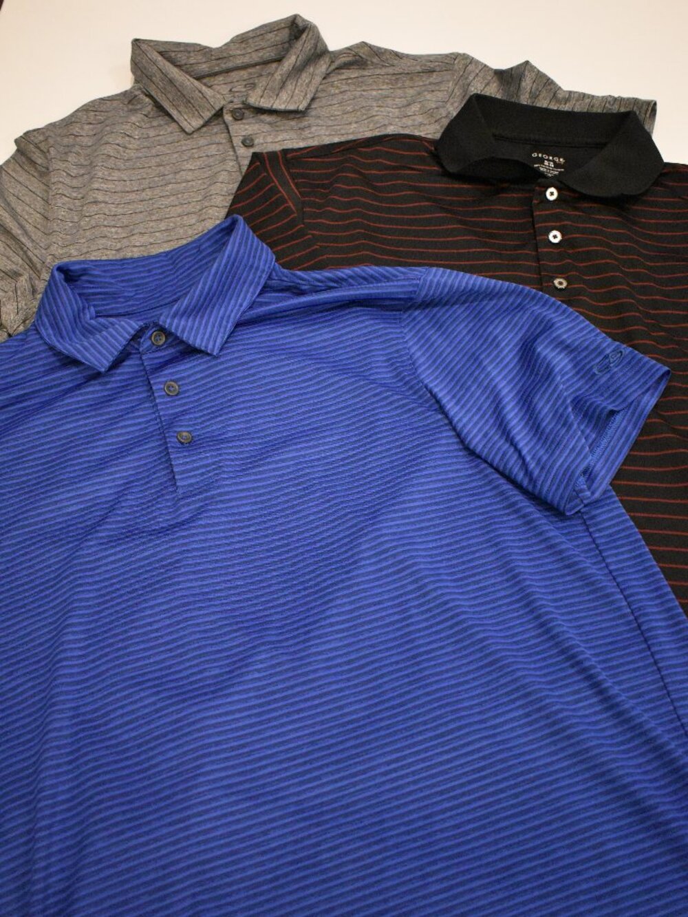 Bulk Lot of 3 Men’s XL Golf Polo Shirt Champion Duo Dry George Golf Striped